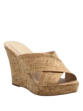Charles by Charles David Latrice Cork Wedge Sandals Natural Size 9 Platform